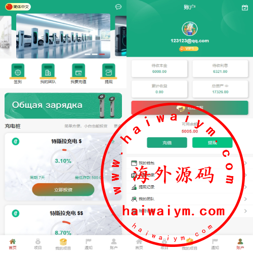 新UI新能源充电桩投资系统/海外投资理财/前端VUE